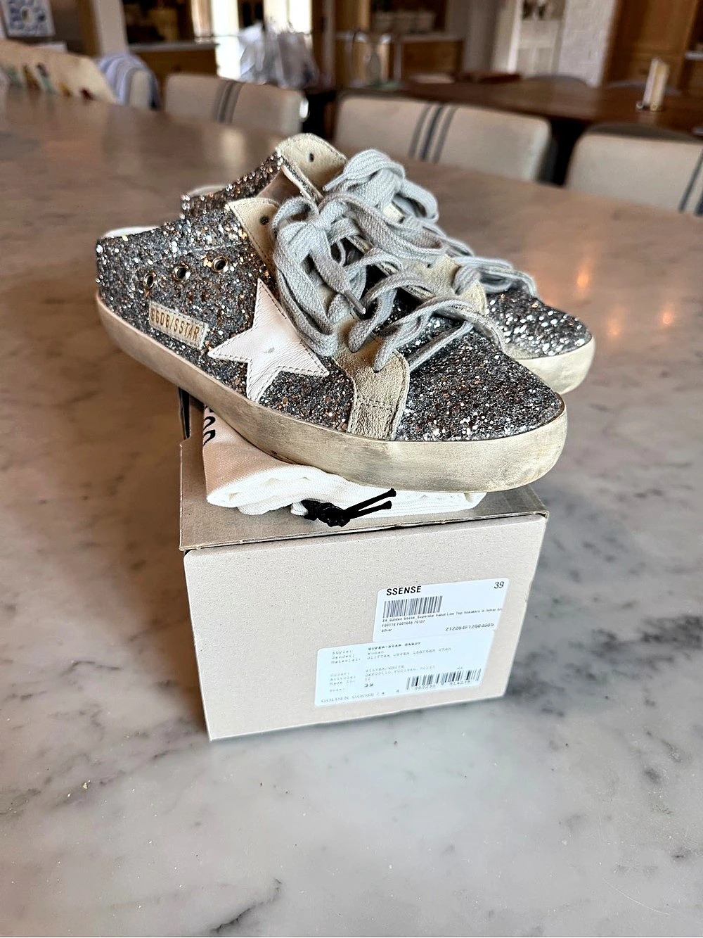 Golden Goose Super-Star Glitter Star sabot Sneakers EU 39